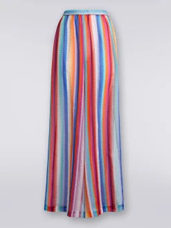Pantaloni copricostume in cotone e seta zig zag