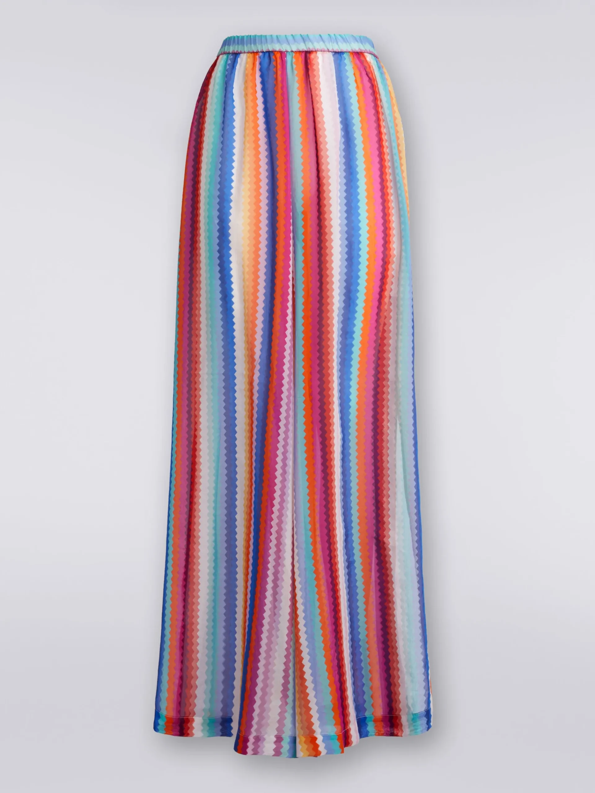 Pantaloni copricostume in cotone e seta zig zag