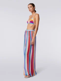 Pantaloni copricostume in cotone e seta zig zag
