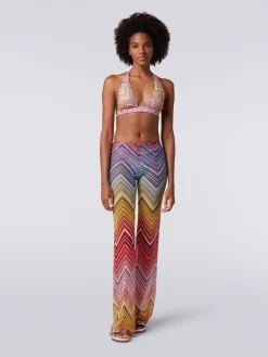 Pantaloni copricostume in tulle stampa zig zag