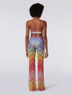 Pantaloni copricostume in tulle stampa zig zag