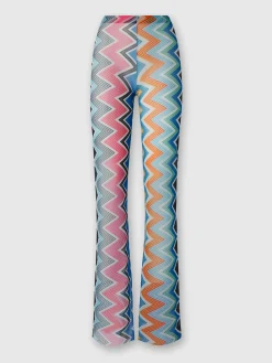 Pantaloni copricostume in tulle stampa zig zag