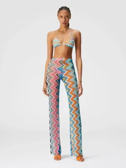 Pantaloni copricostume in tulle stampa zig zag