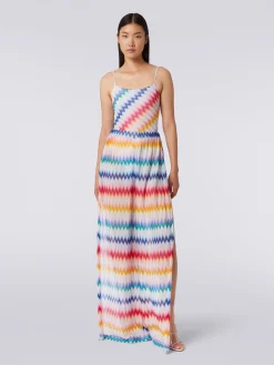 Pantaloni copricostume zig zag con lurex