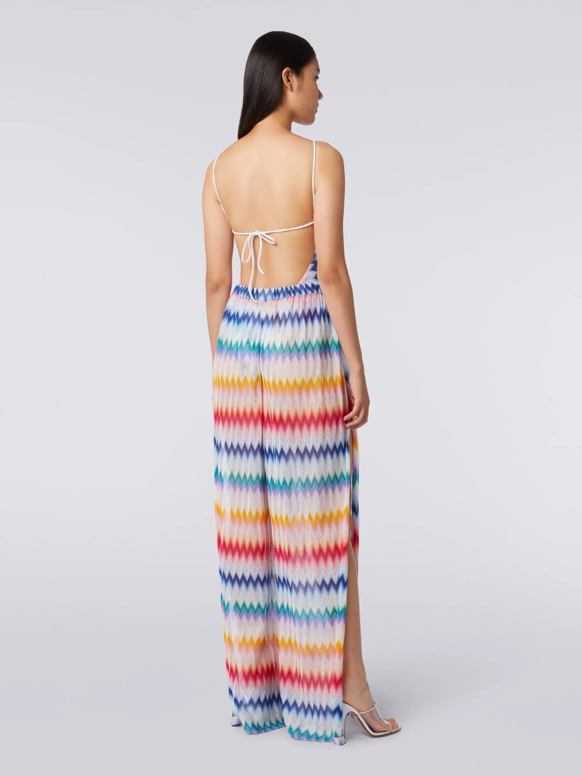 Pantaloni copricostume zig zag con lurex