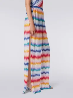 Pantaloni copricostume zig zag con lurex