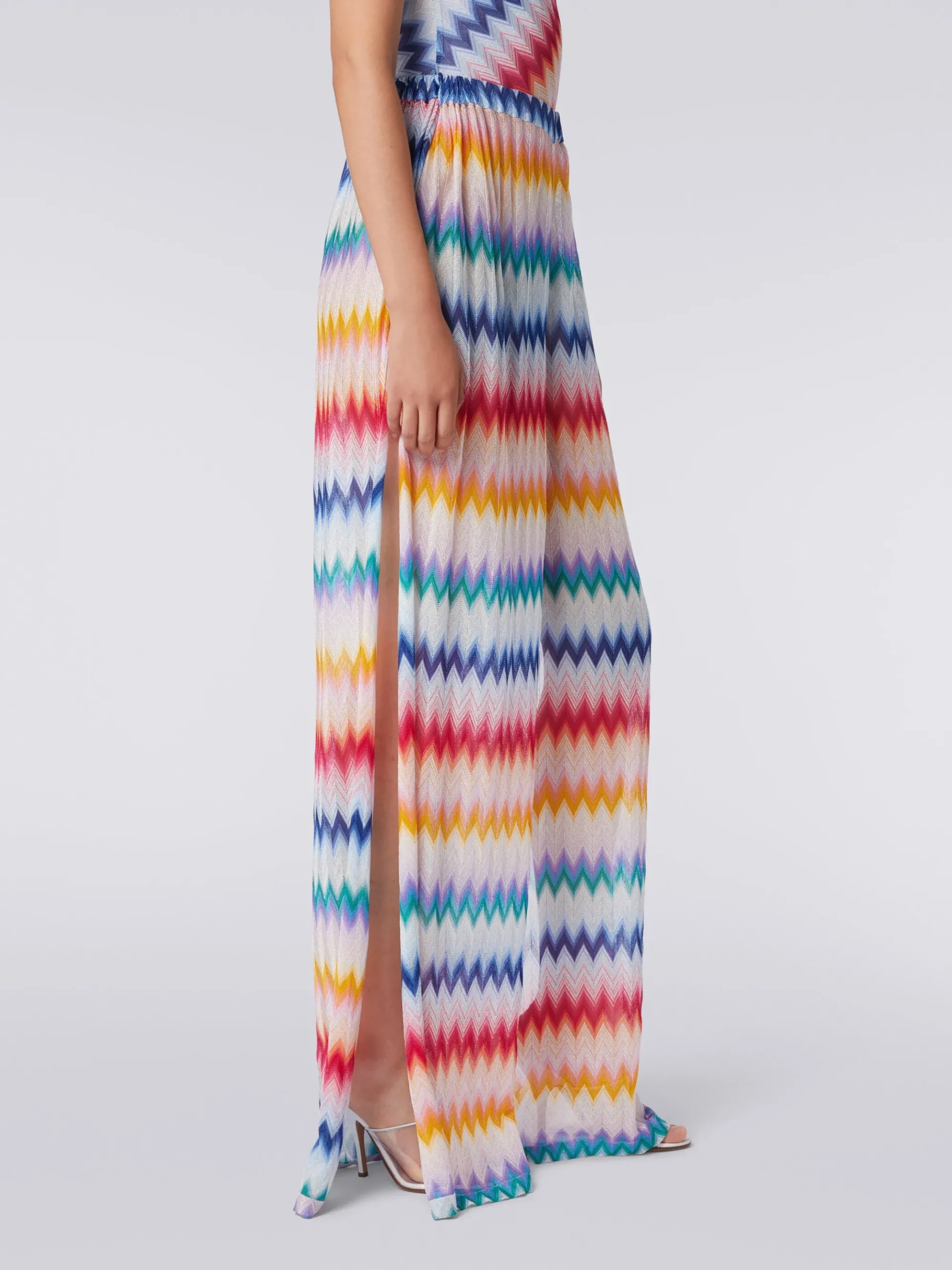 Pantaloni copricostume zig zag con lurex