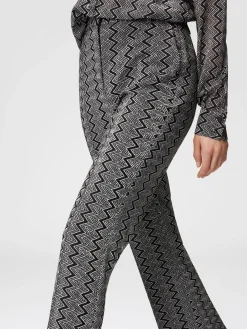 Pantaloni crop con motivo zig zag lamé