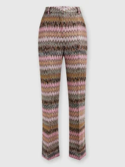 Pantaloni crop in misto viscosa zig zag lamé
