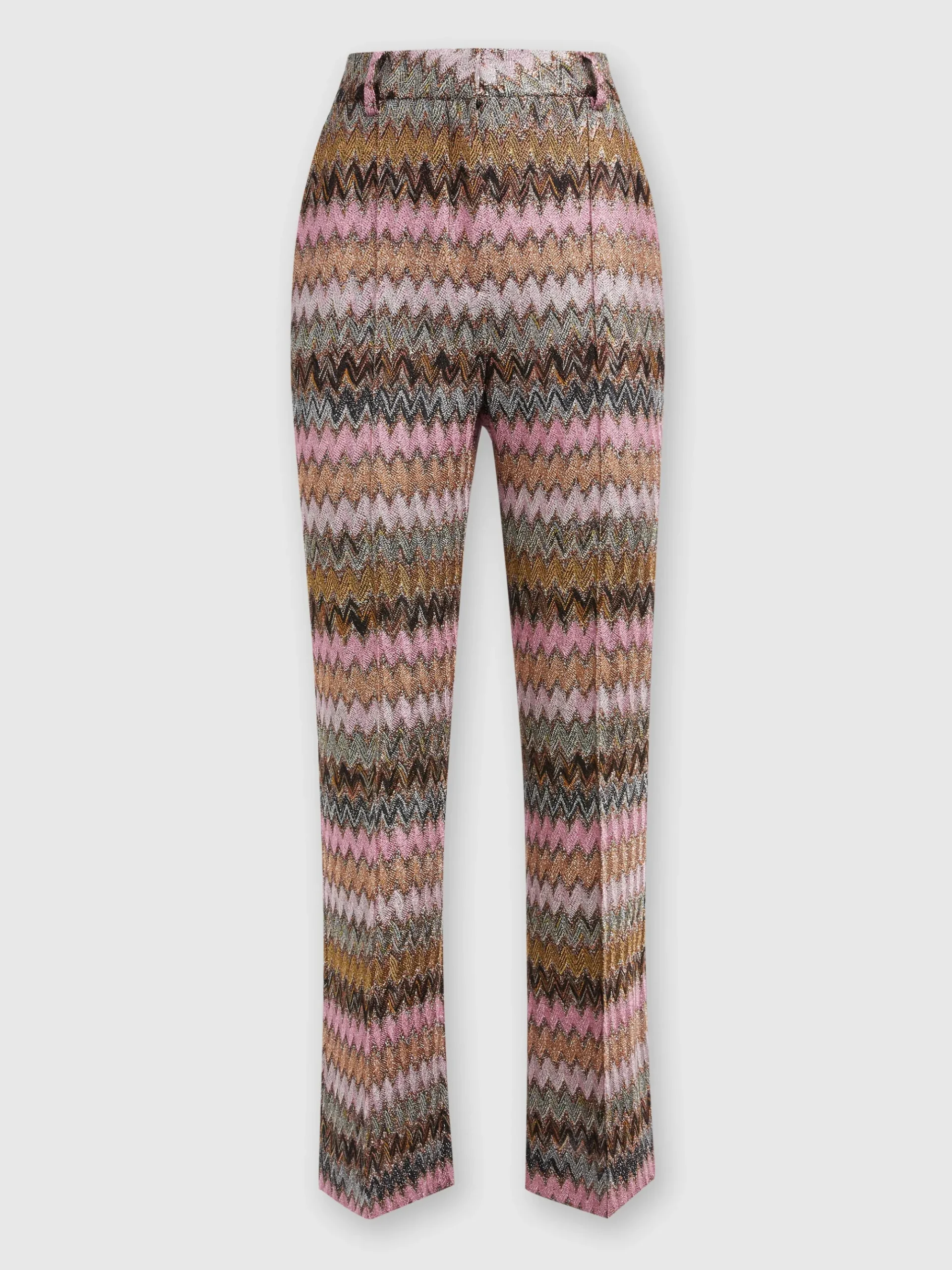 Pantaloni crop in misto viscosa zig zag lamé