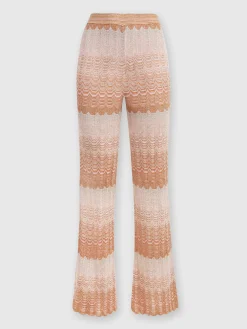 Pantaloni dritti con motivo greca zig zag lamé