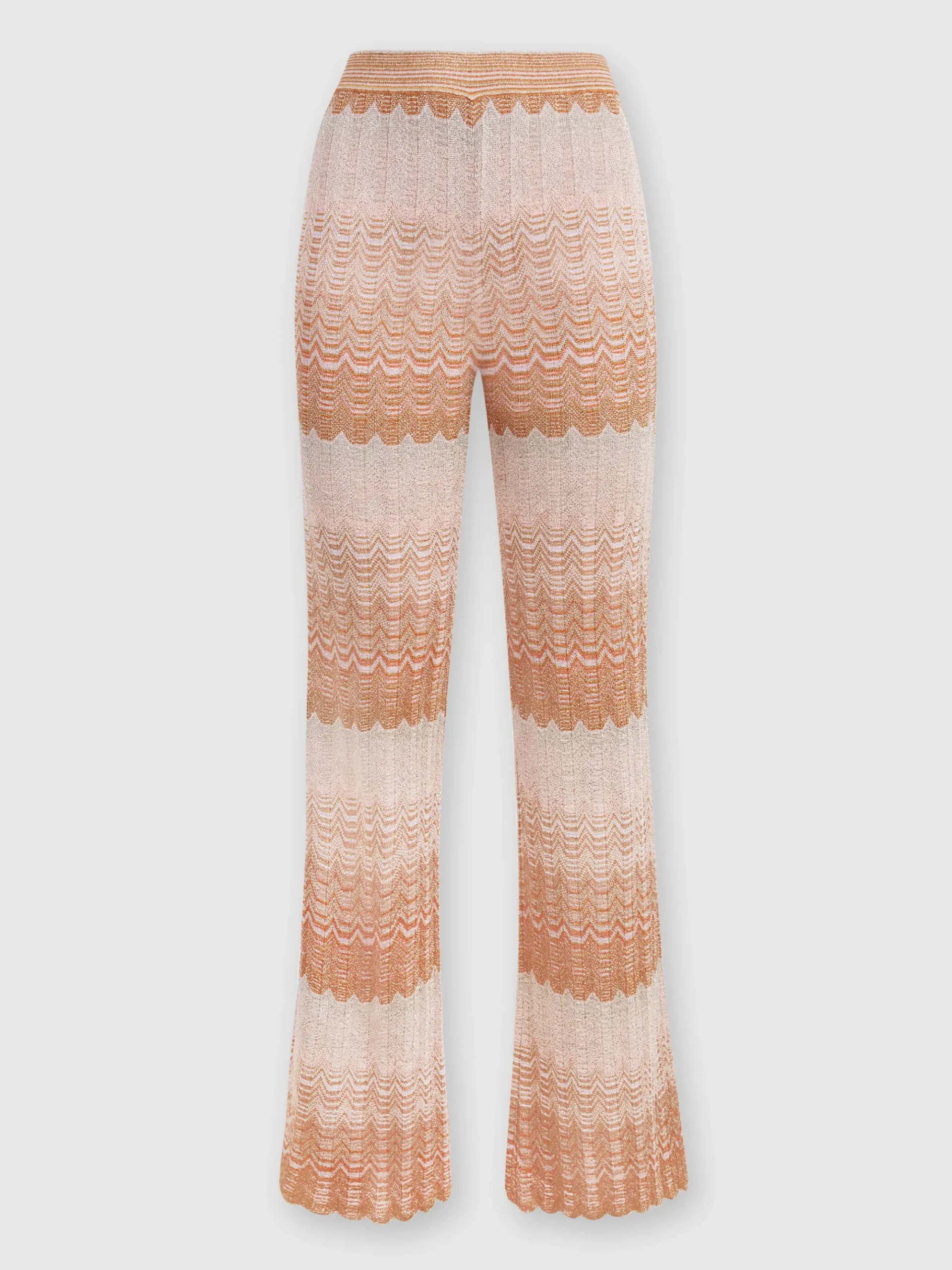 Pantaloni dritti con motivo greca zig zag lamé