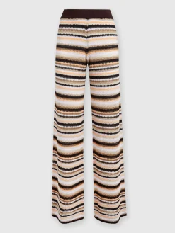 Pantaloni dritti in maglia rigata di cotone e viscosa