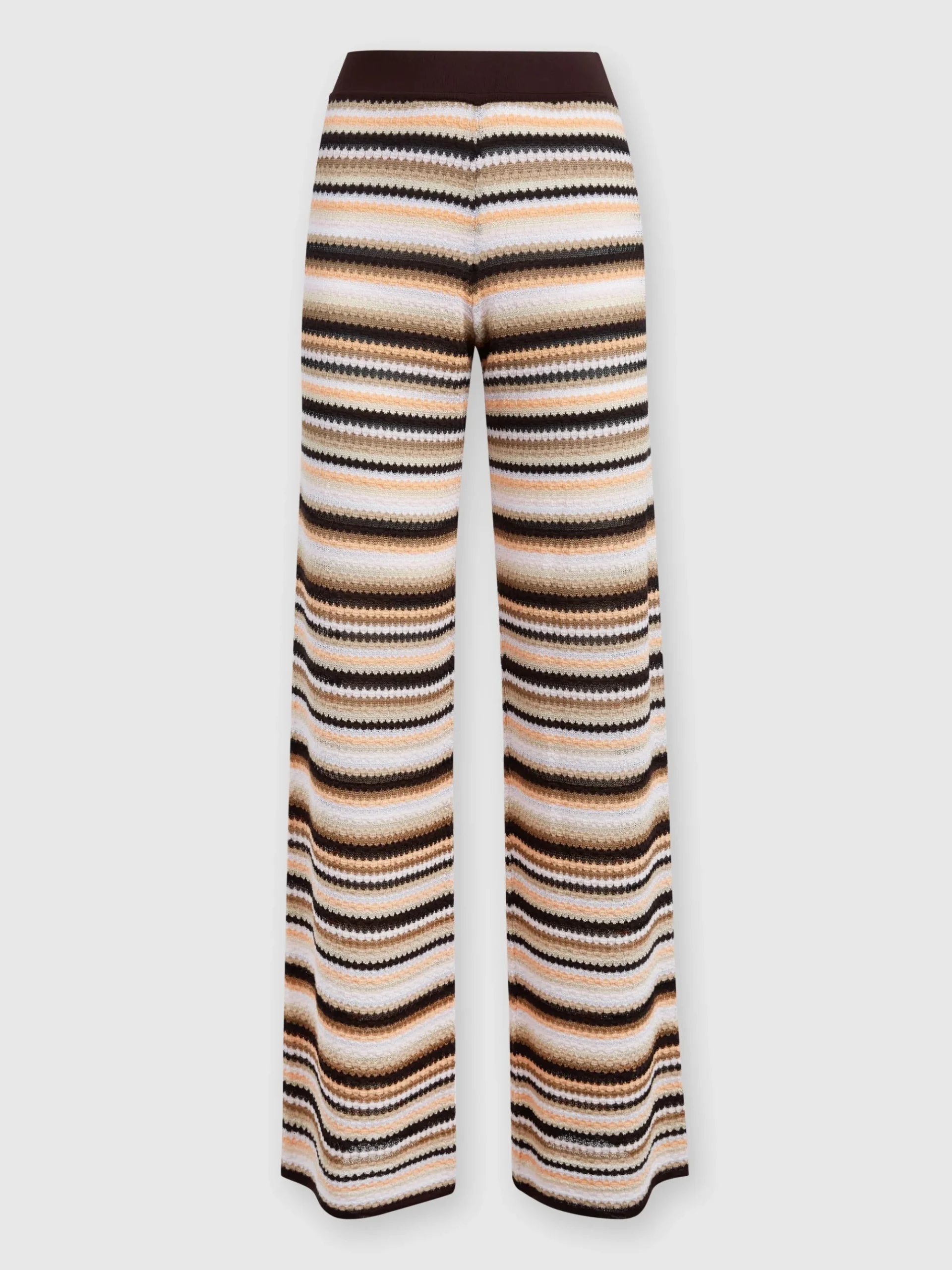 Pantaloni dritti in maglia rigata di cotone e viscosa