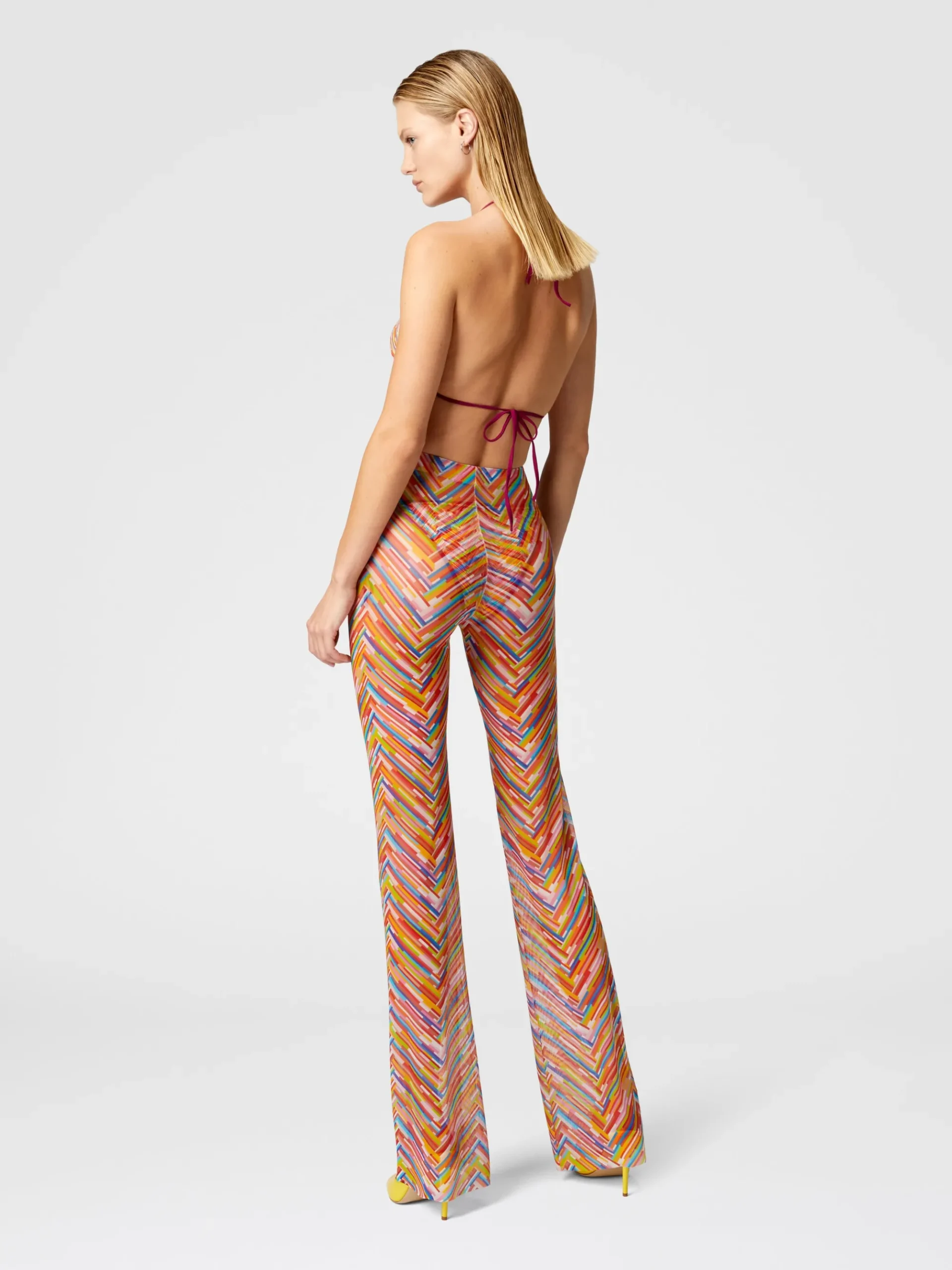 Pantaloni dritti in tulle stampato