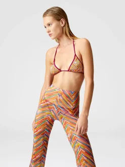 Pantaloni dritti in tulle stampato