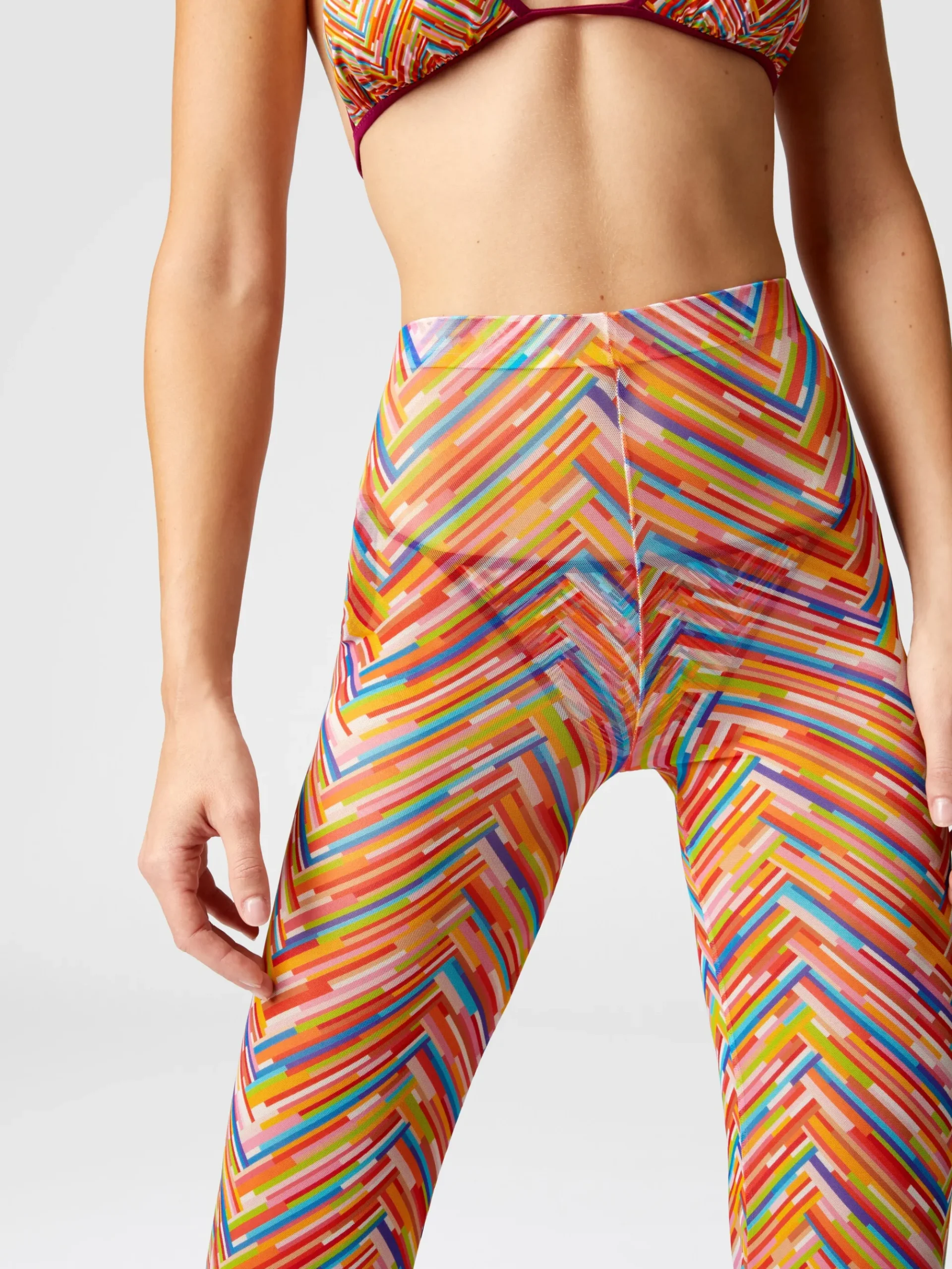 Pantaloni dritti in tulle stampato