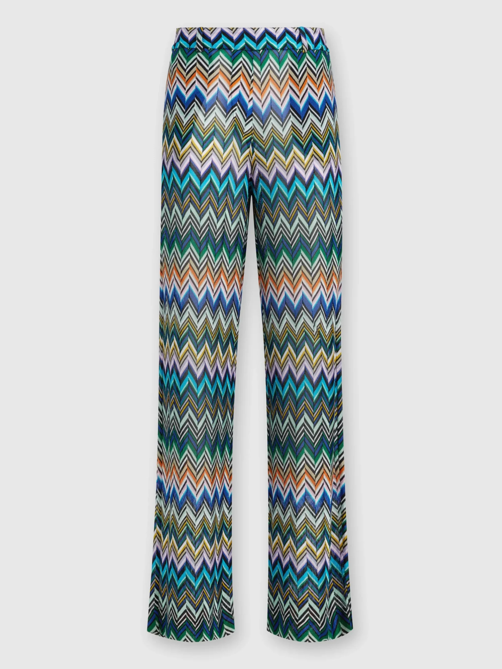 Pantaloni dritti in viscosa con zig zag sfalsato