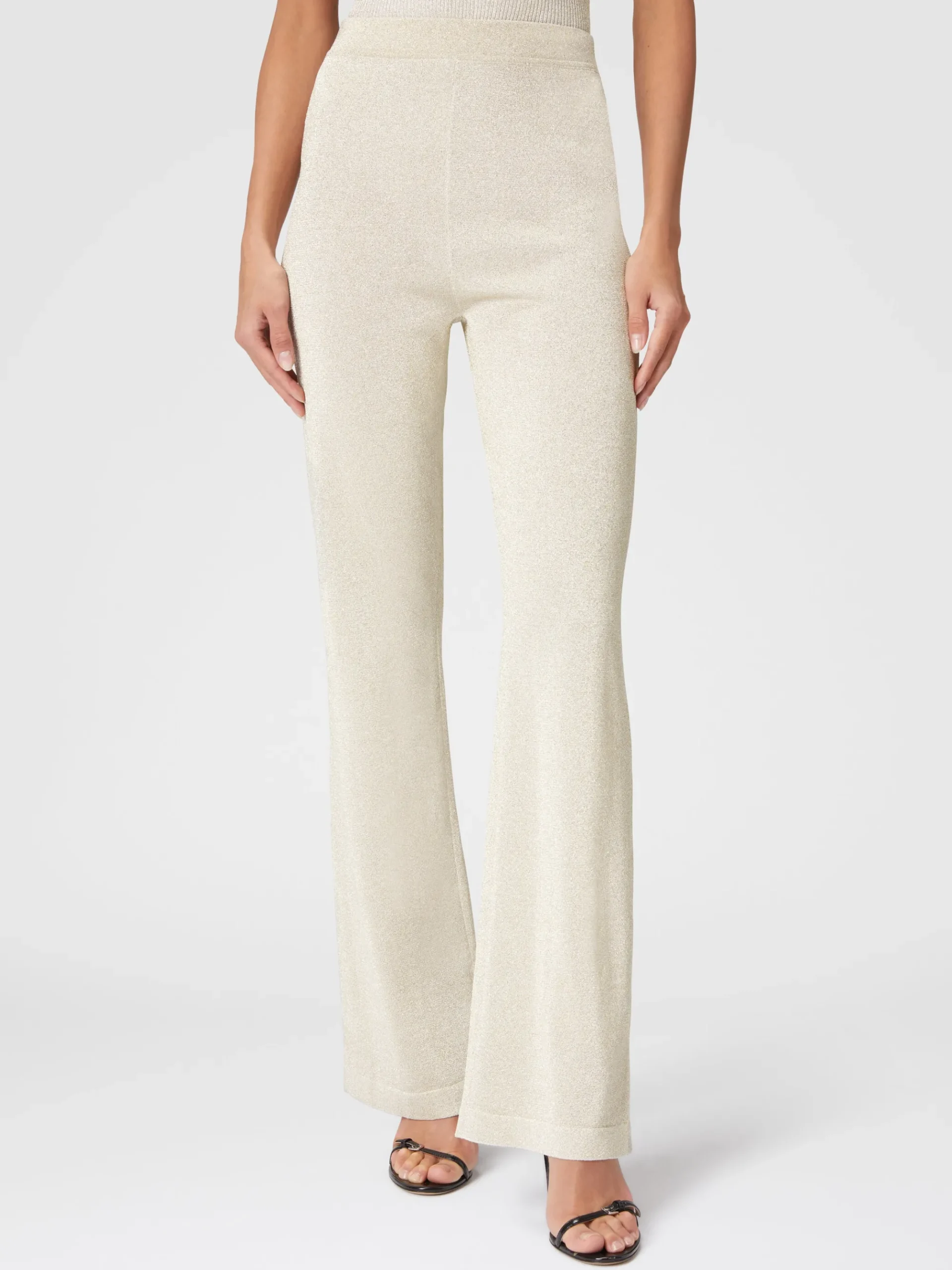 Pantaloni dritti in viscosa effetto glitter