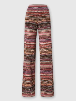 Pantaloni dritti in viscosa goffrata lamé motivo onde