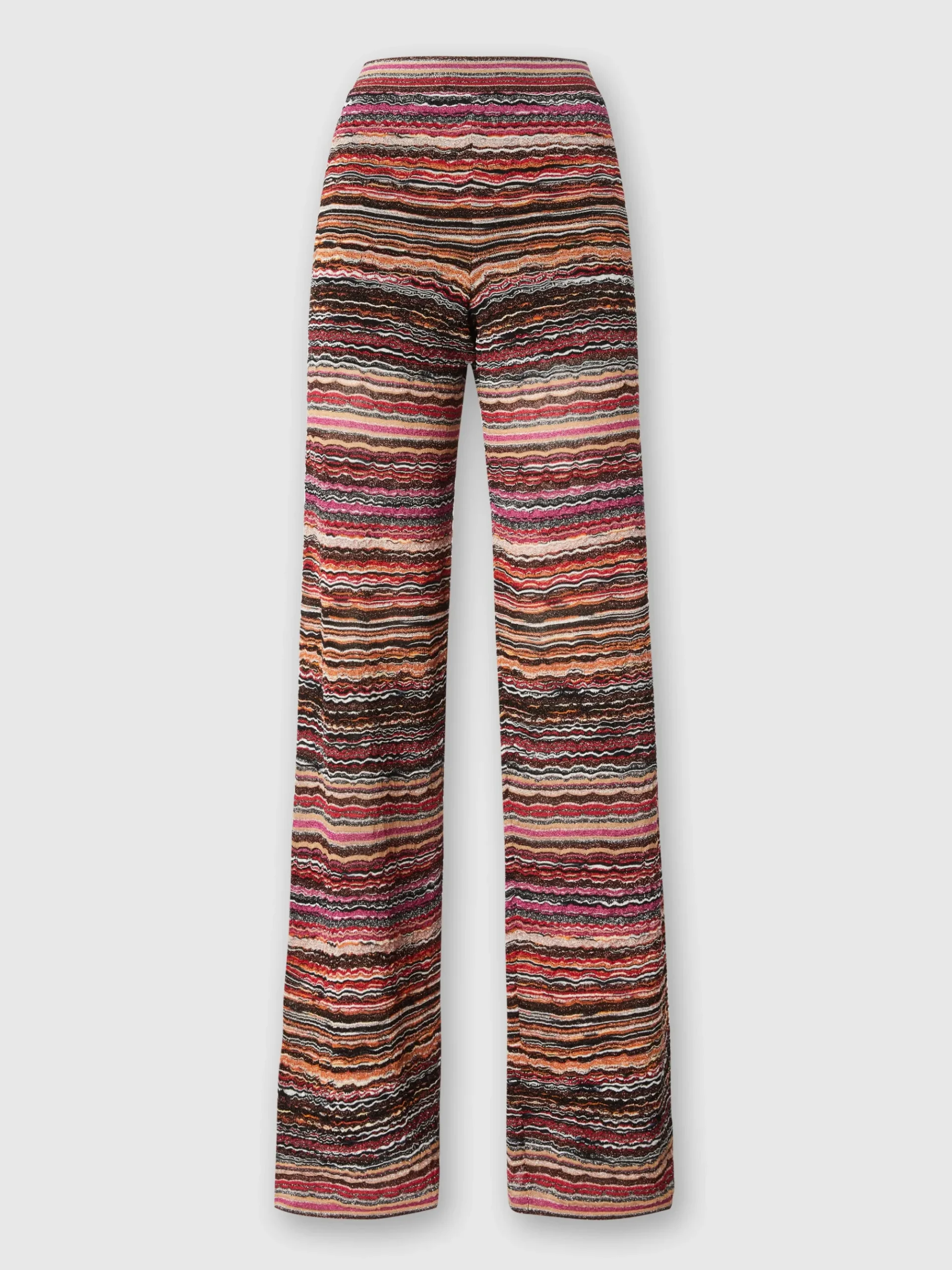 Pantaloni dritti in viscosa goffrata lamé motivo onde