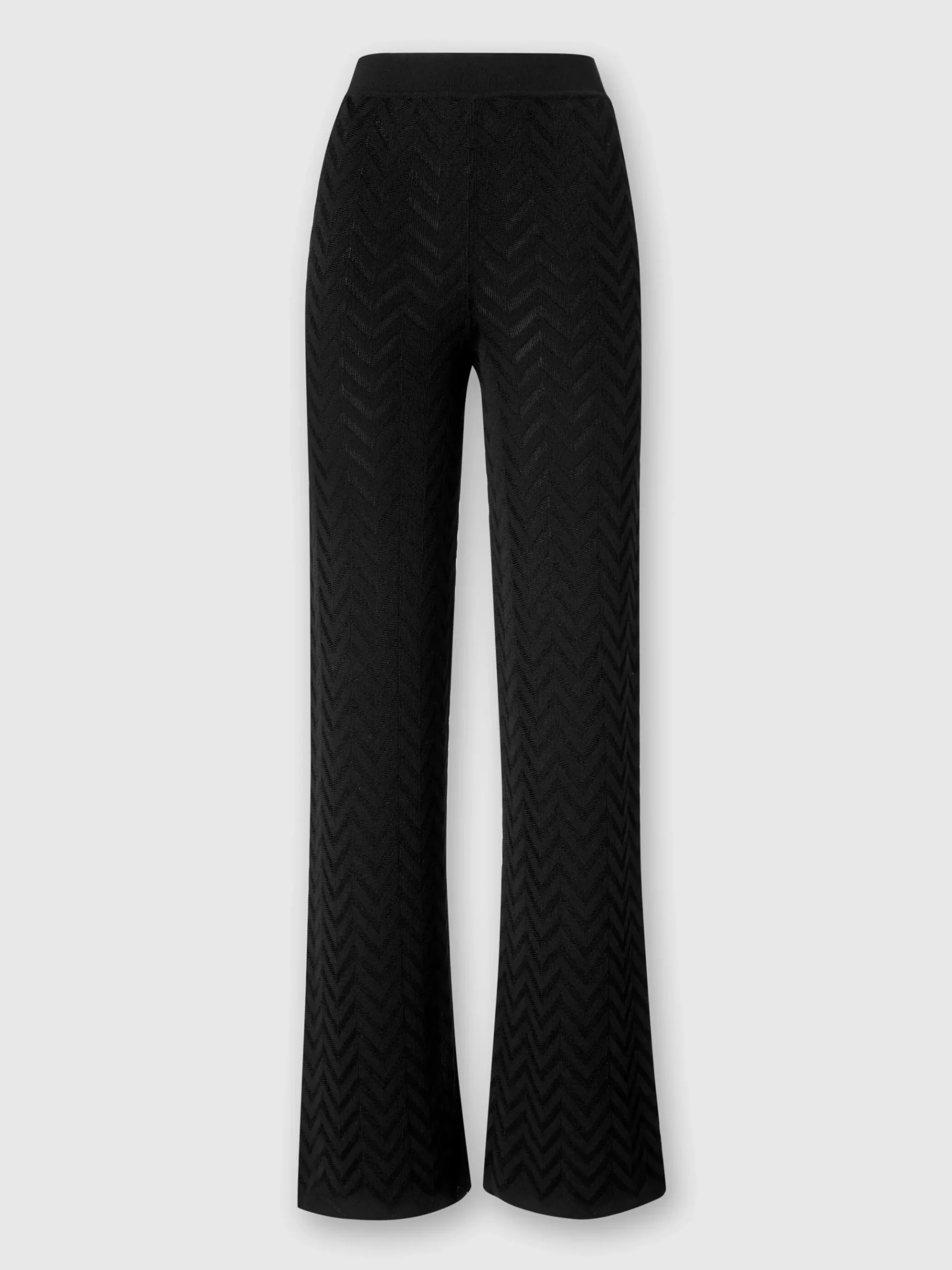 Pantaloni dritti motivo chevron tono su tono