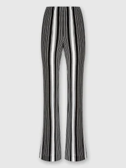 Pantaloni dritti rigati in cotone e viscosa