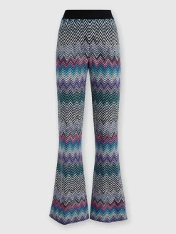 Pantaloni flare in lana zig zag