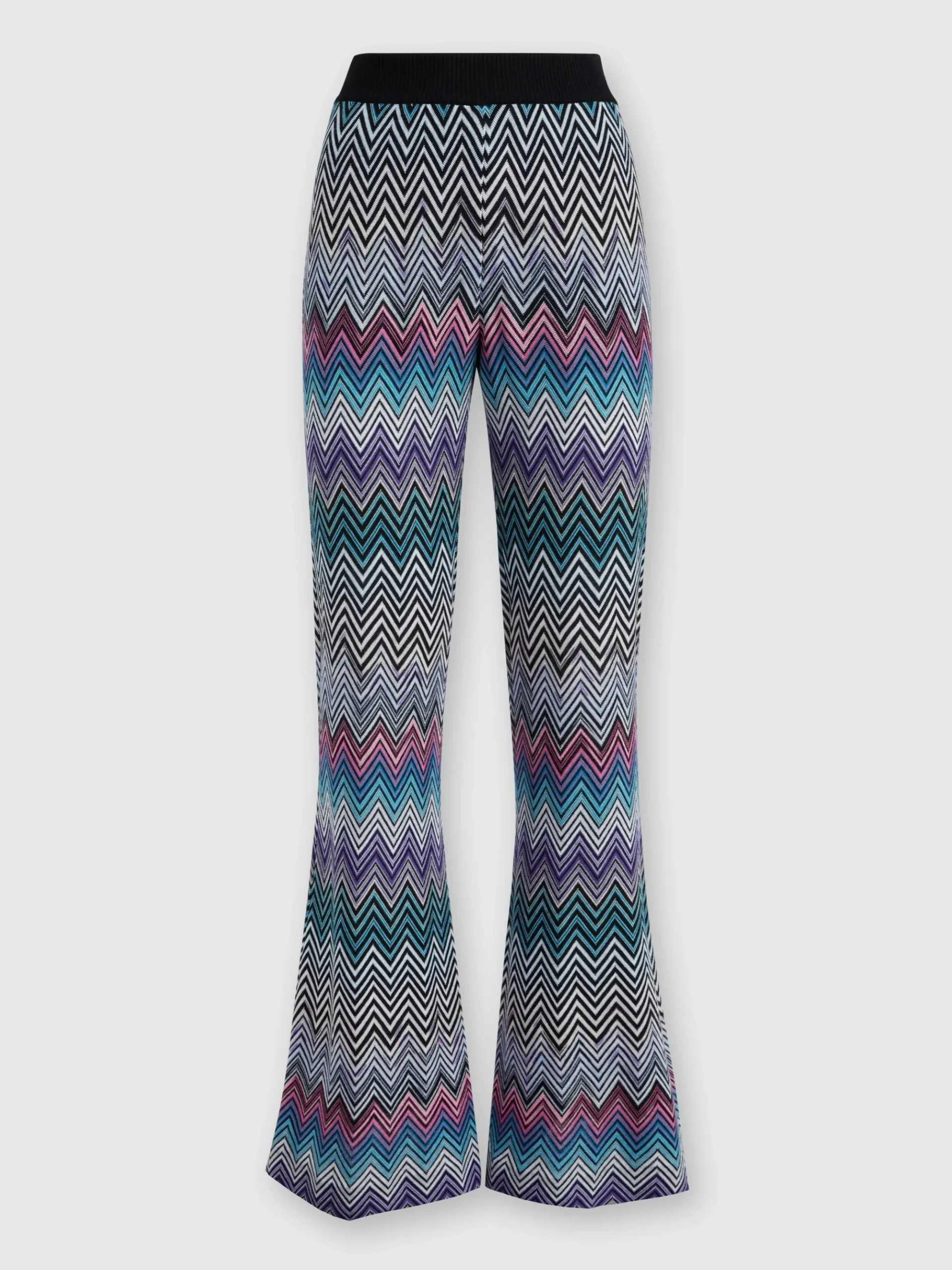 Pantaloni flare in lana zig zag