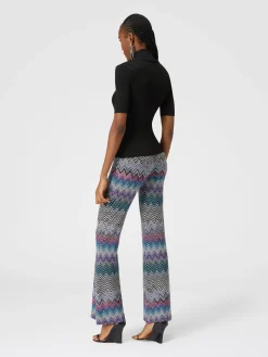 Pantaloni flare in lana zig zag