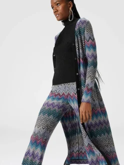 Pantaloni flare in lana zig zag