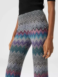 Pantaloni flare in lana zig zag