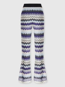 Pantaloni flare in viscosa zig zag lamé