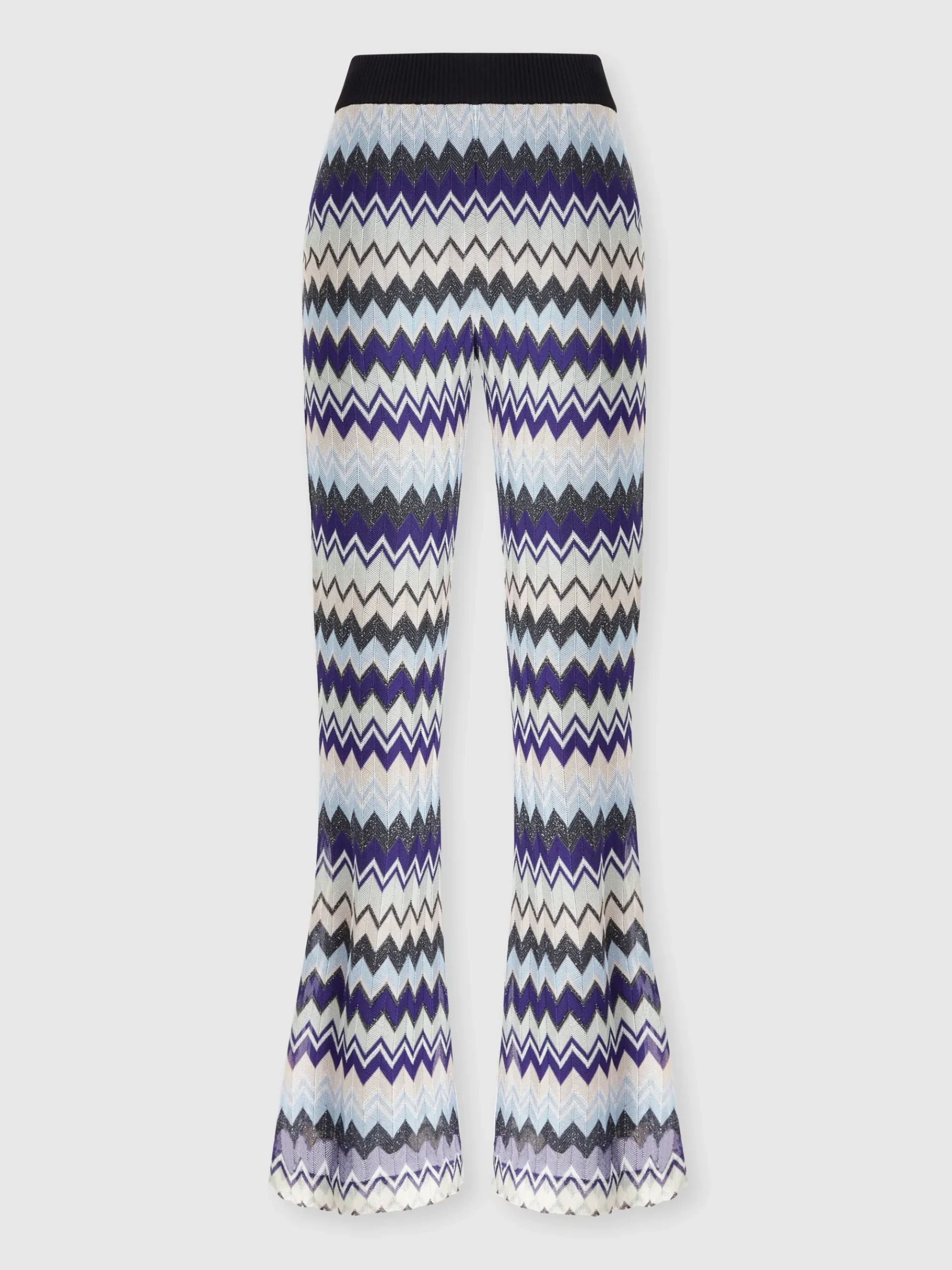Pantaloni flare in viscosa zig zag lamé