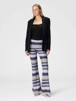 Pantaloni flare in viscosa zig zag lamé