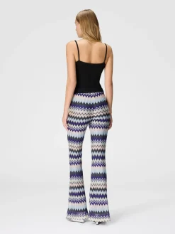 Pantaloni flare in viscosa zig zag lamé