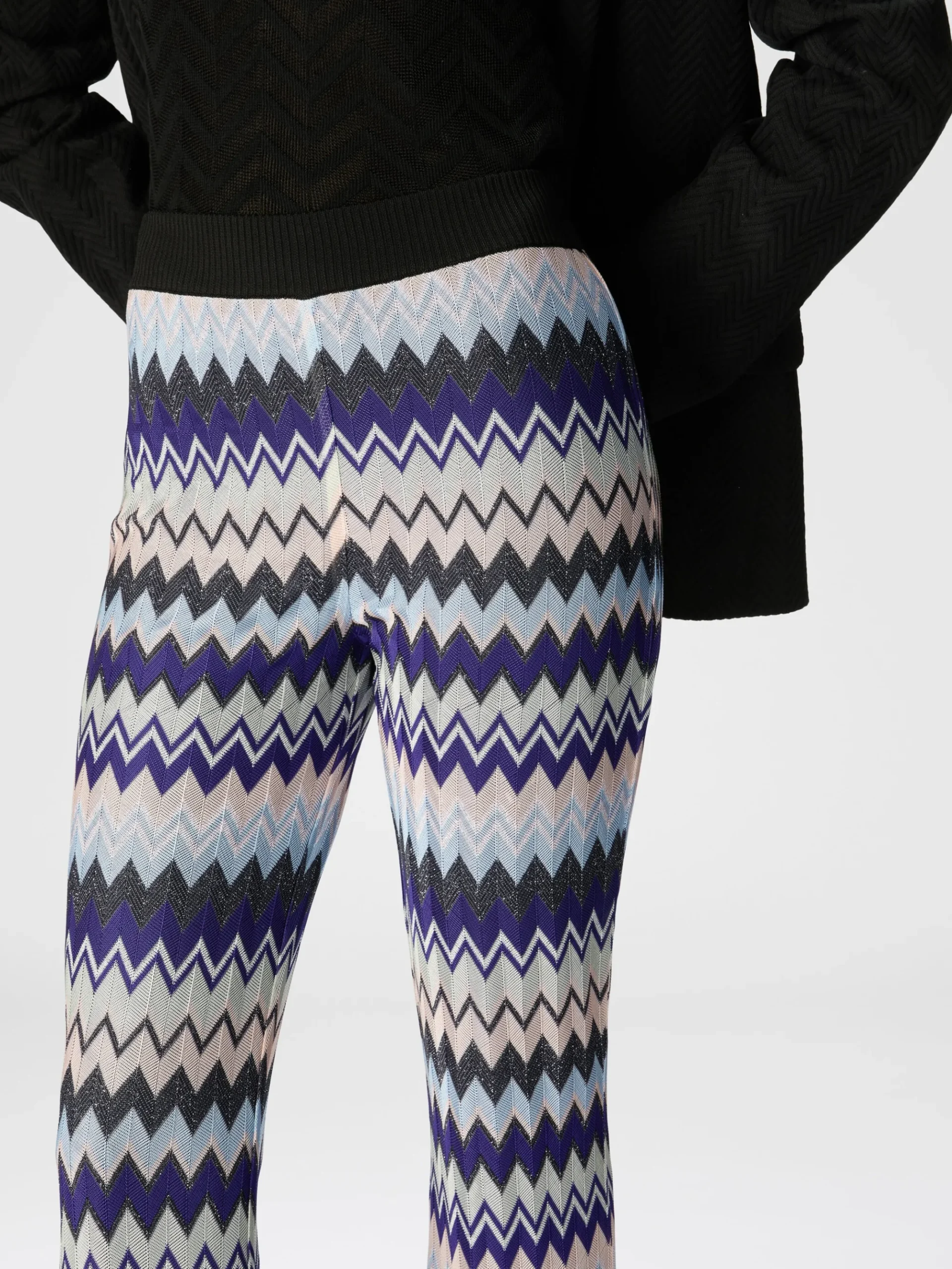 Pantaloni flare in viscosa zig zag lamé