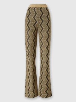 Pantaloni flare in viscosa zig zag lamé