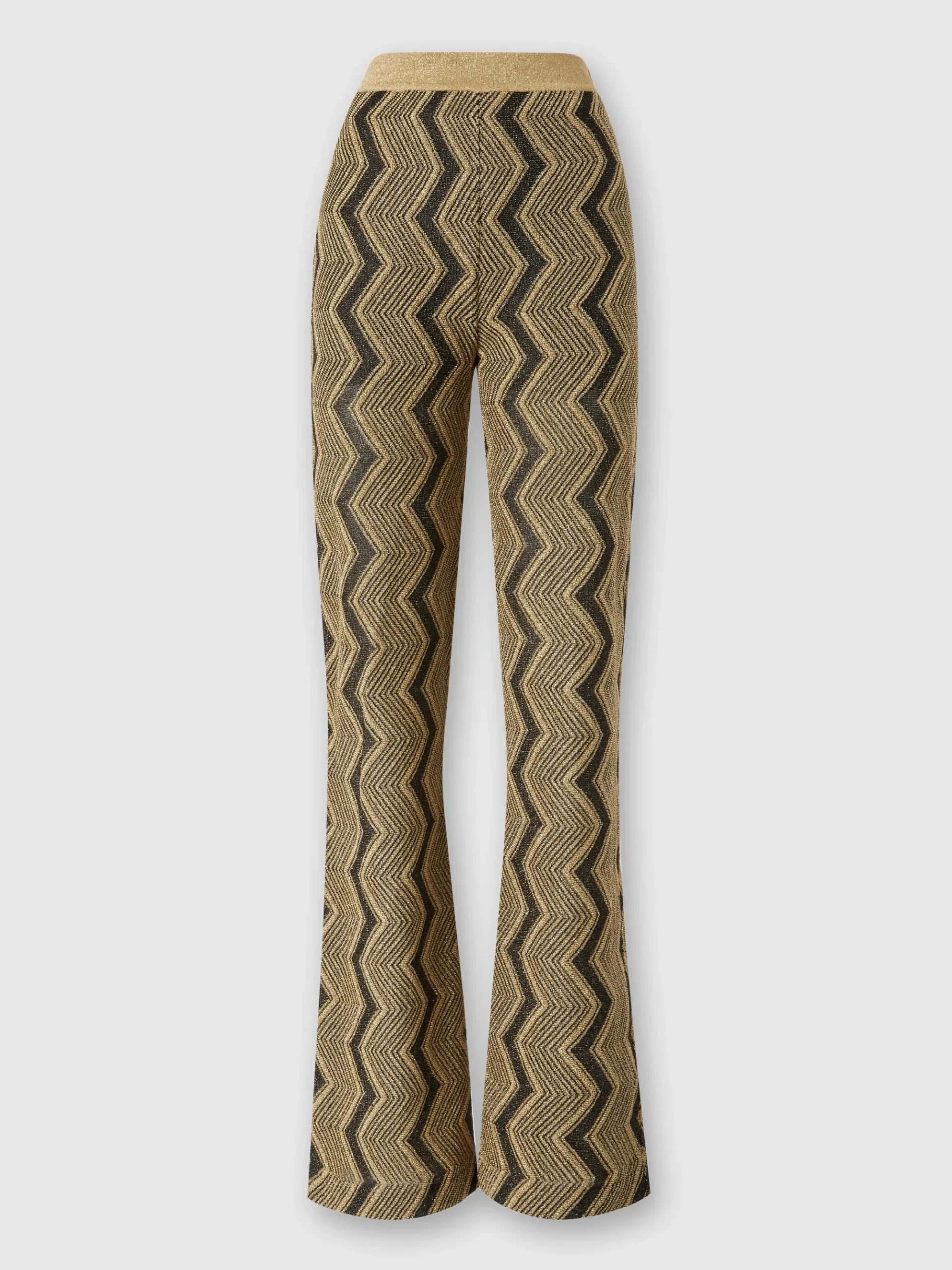 Pantaloni flare in viscosa zig zag lamé