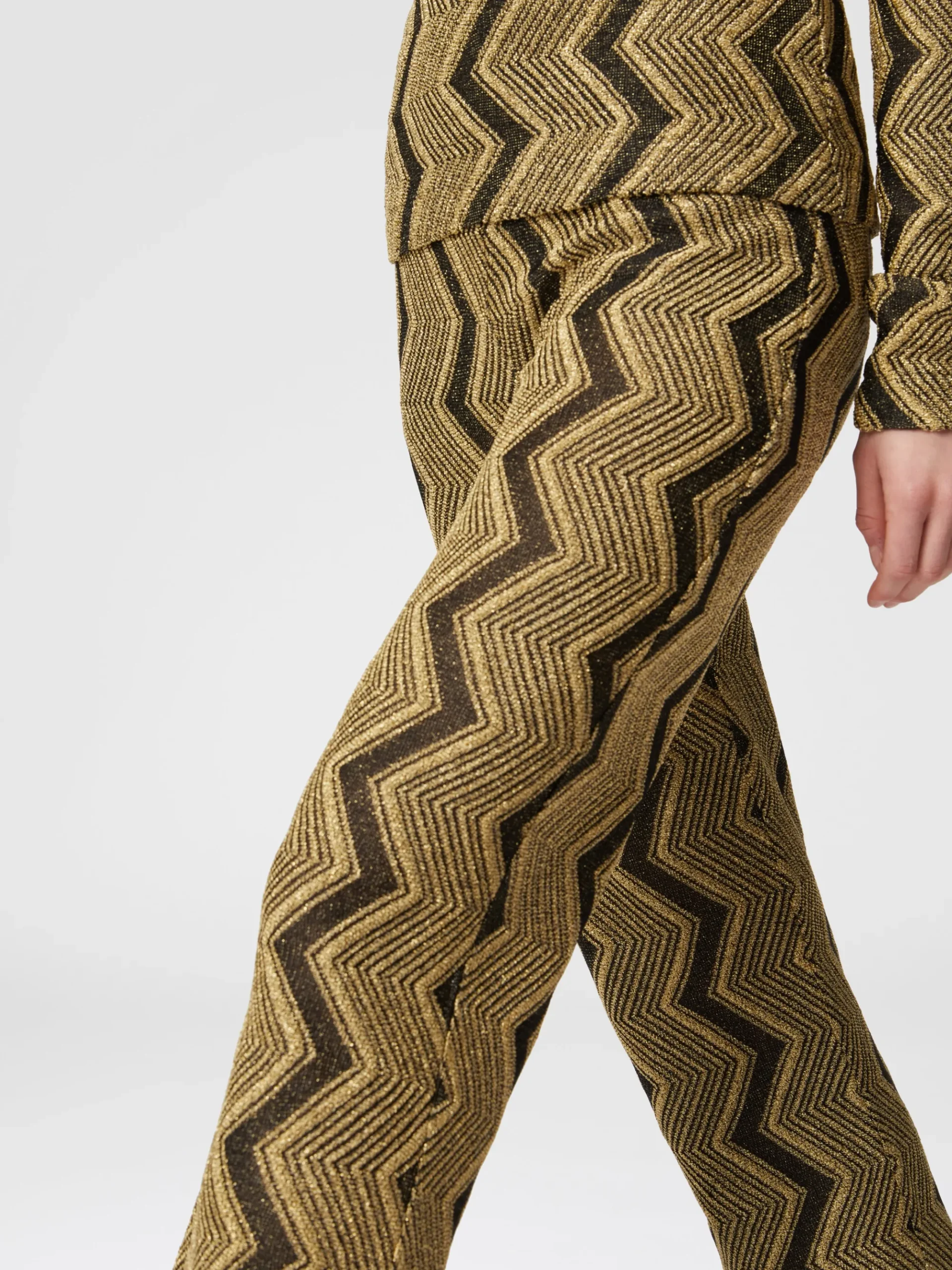 Pantaloni flare in viscosa zig zag lamé