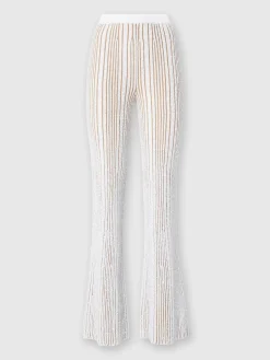 Pantaloni flare stretch a costine con paillettes