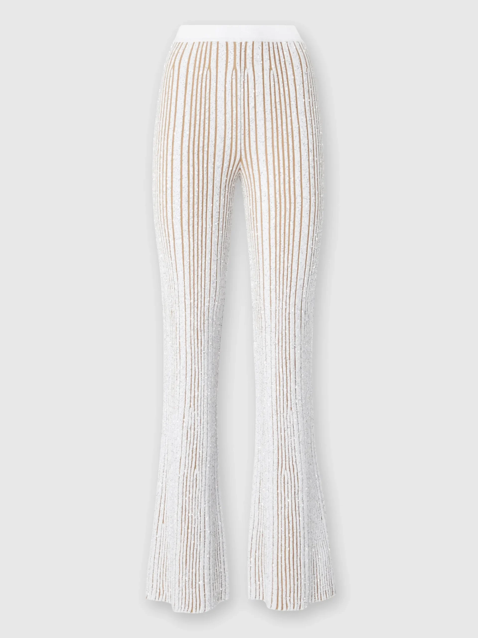 Pantaloni flare stretch a costine con paillettes