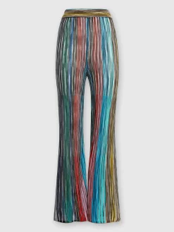 Pantaloni in maglia a costine fiammata con paillettes