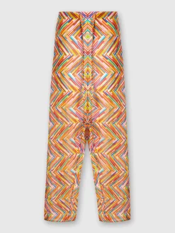 Pantaloni in misto cotone e seta stampato con coulisse