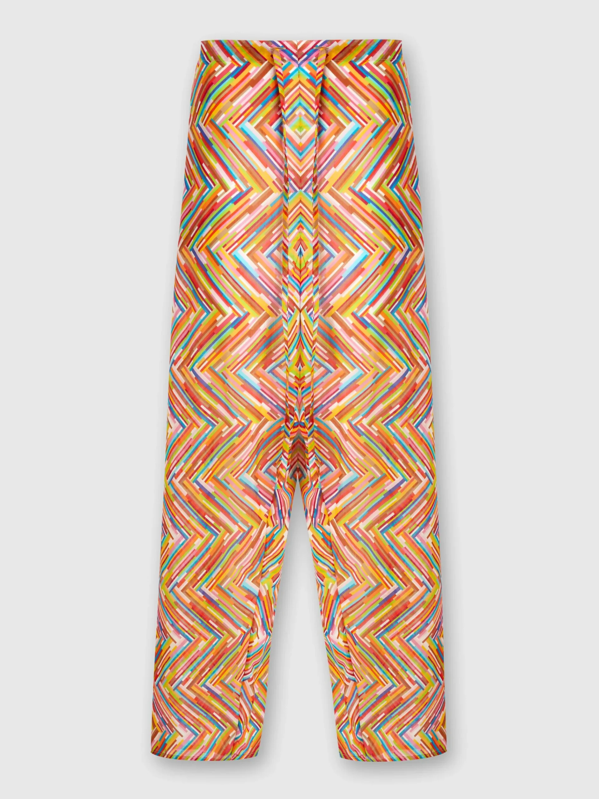 Pantaloni in misto cotone e seta stampato con coulisse