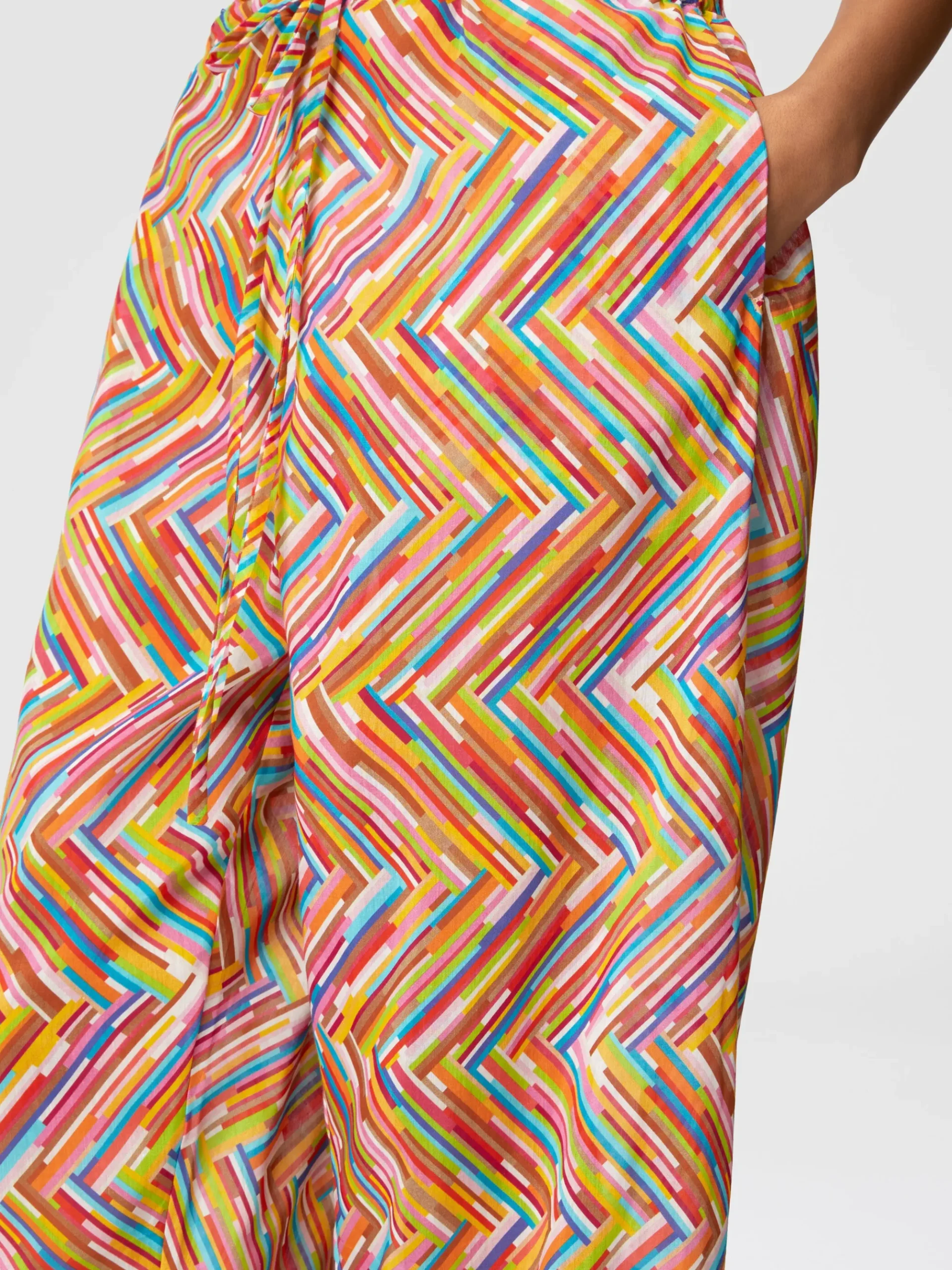 Pantaloni in misto cotone e seta stampato con coulisse