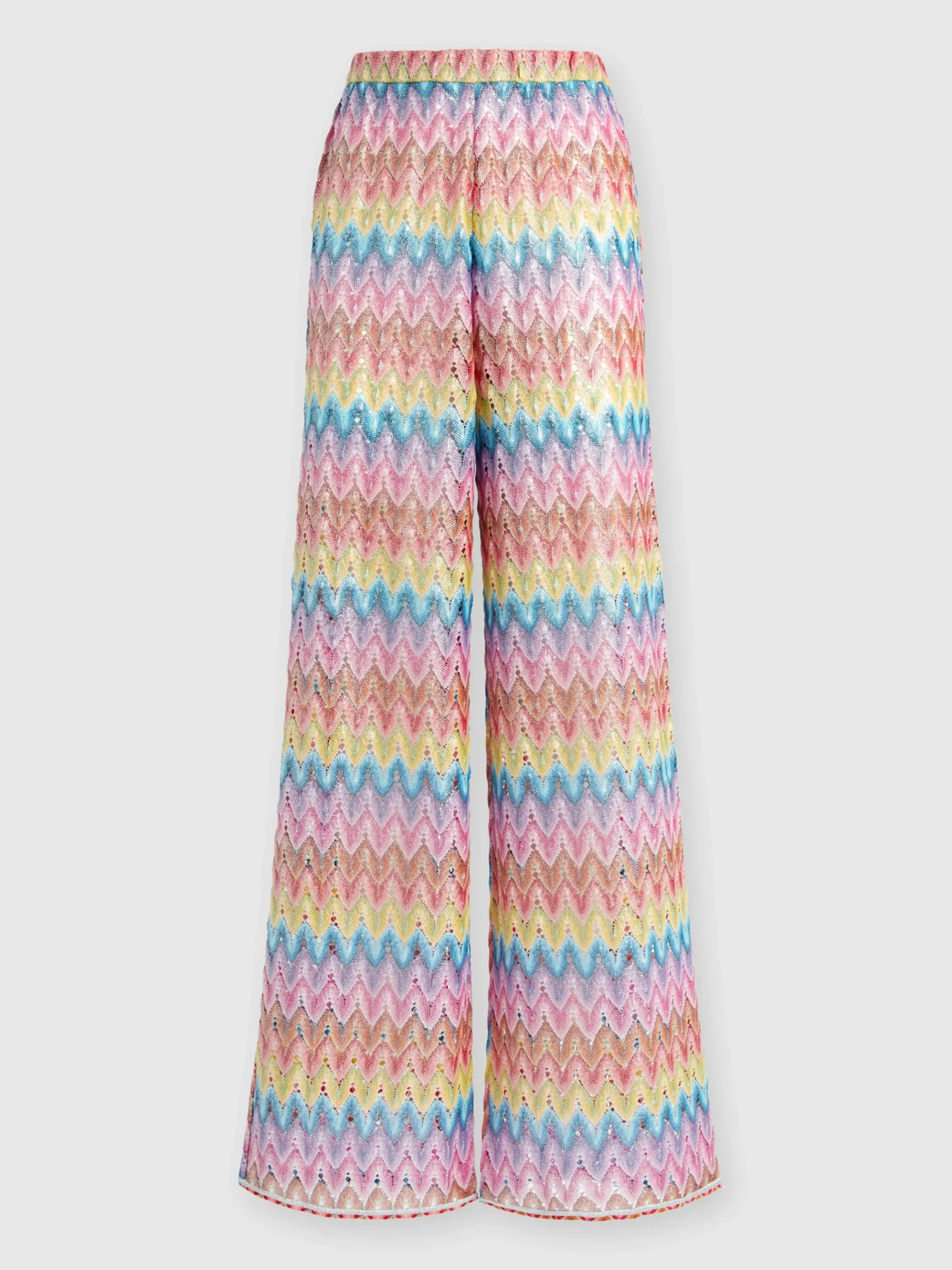 Pantaloni in pizzo di misto cotone spalmato