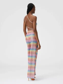 Pantaloni in pizzo di misto cotone spalmato