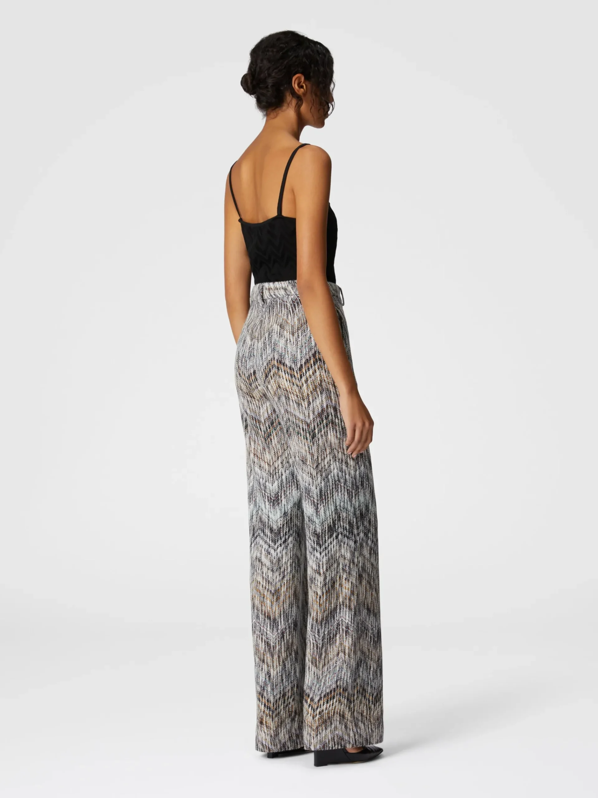 Pantaloni in viscosa e lana lamé