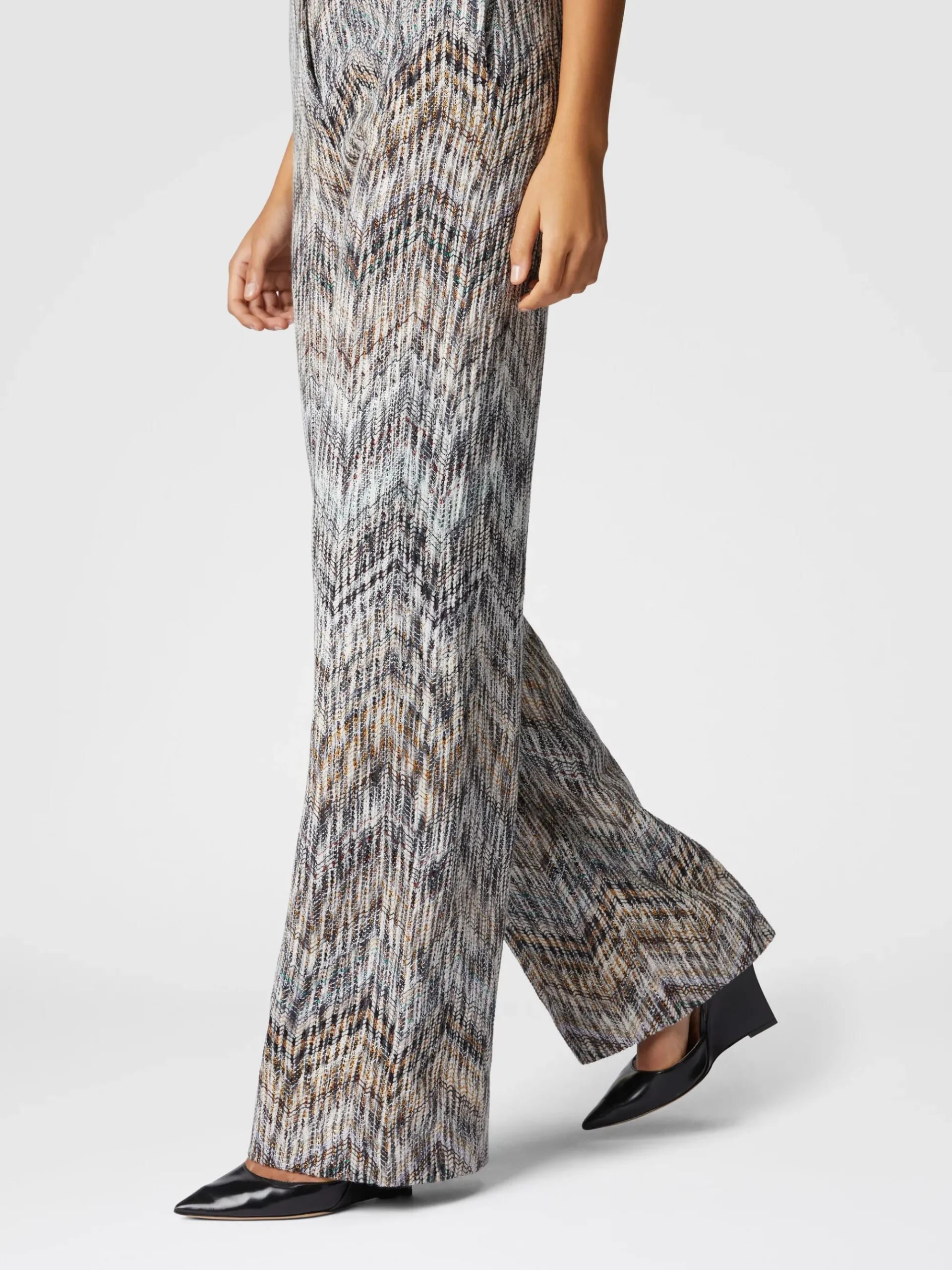 Pantaloni in viscosa e lana lamé